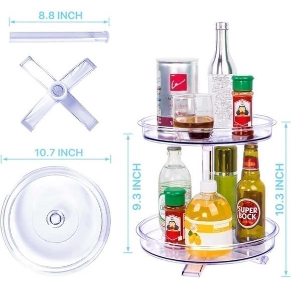 NEW 2 Tier Lazy Susan Turntable Organizer Lazybison 360 Rotating Makeup Spices - Picture 6 of 7